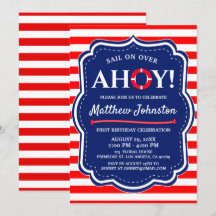 Ahoy Nautical Ocean Navy Blue Coastal Boy Birthday