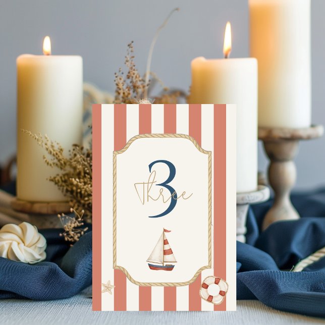 Ahoy Nautical Sailboat | Rope & Rand Bordsnummer (Skapare uppladdad)