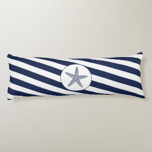 Ahoy! Nautical Starfish Blue & White Rand Kroppskudde