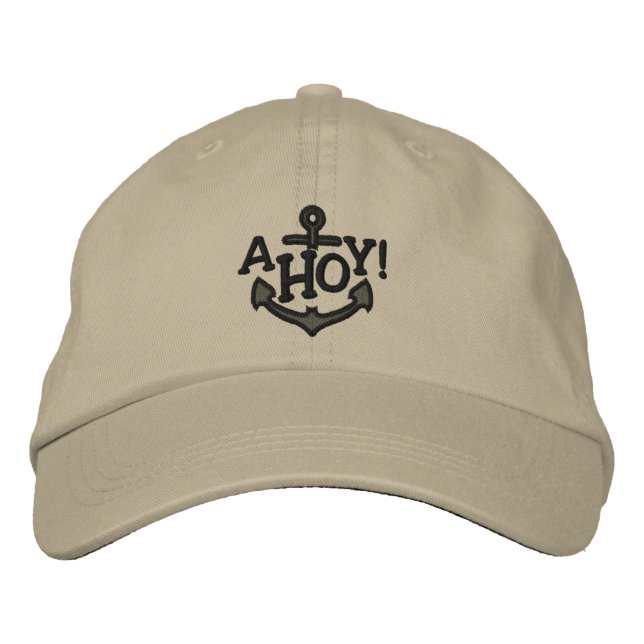 AHOY! Nautisk hälsningbroderi Broderad Keps (Framsida)