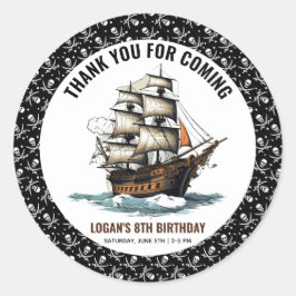 Ahoy! Pirat Frakt 8:e födelsedag Runt Klistermärke