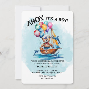 Ahoy Sailor är en pojk-nautisk babydusch Inbjudningar