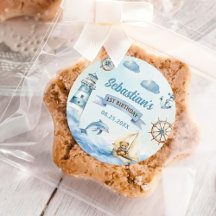 Ahoy Sailor Nautical Boat Blue 1 Birthday