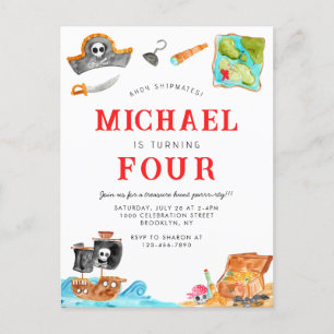 Ahoy Shipmates Treasure Hunt Frakt Pirat Birthday Vykort