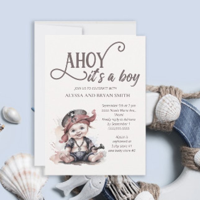 Ahoy sin pojk Pirat Baby Shower Inbjudningar (Skapare uppladdad)