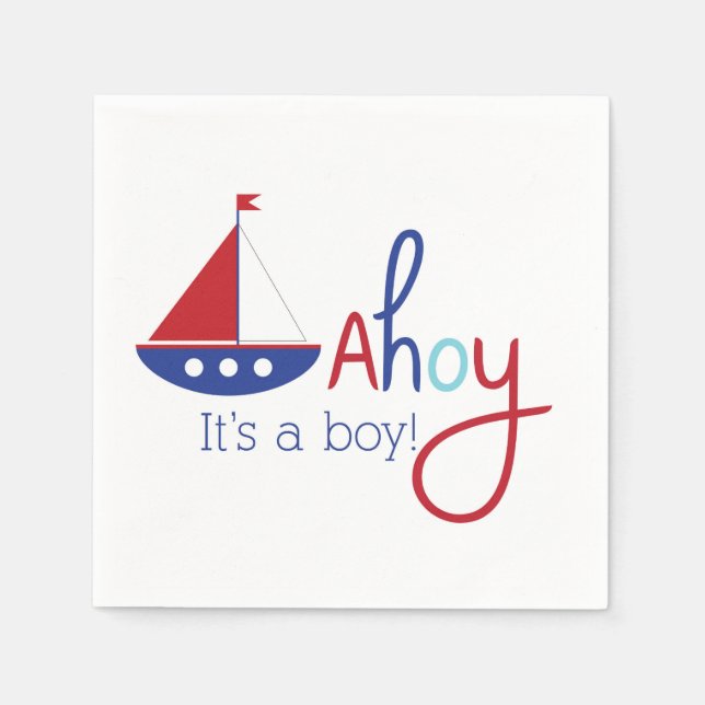 Ahoy sin pojke! Napkins Nautisk babydusch Pappersservett (Framsidan)