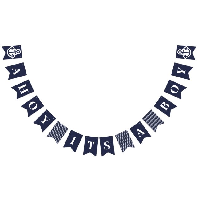 Ahoy sin pojke Nautical Bunting Flaggor (Alla)