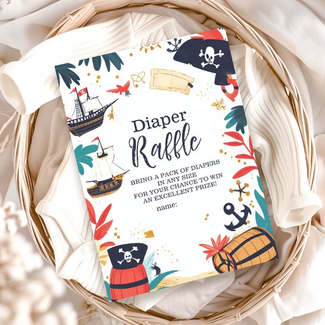 Ahoy sin pojke Pirat Frakt Nautical Diapper Raffle Tilläggskort (Skapare uppladdad)