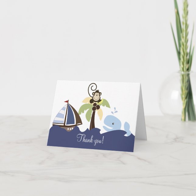 Ahoy tackar det matta val & apan dig att card tack kort (Framsida)