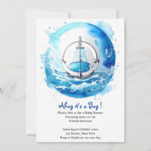 Ahoy to Moderskap: Nautical Boy Baby Shower Inbjudningar
