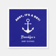 Ahoy Trendiget Baby Shower Navy Blue White