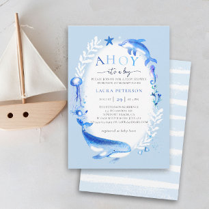 Ahoy under Sea Animals Nautical Boy Shower Inbjudningar