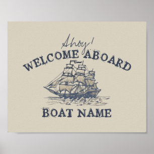 Ahoy! Välkommen ombord på Personligens Vintage Nau Poster