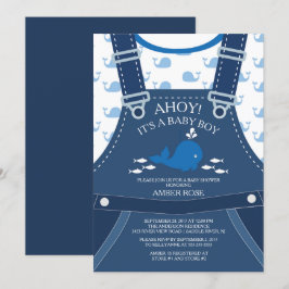 Ahoy Whale Nautical Baby Shower-inbjudan Inbjudningar