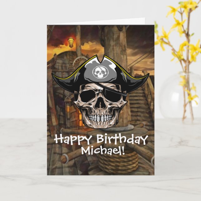 Ahoy, Young Buccaneers Birthday Kort (Gul blomma)