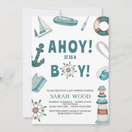 AHOY's a Boy, Nautical Baby Shower Inbjudningar