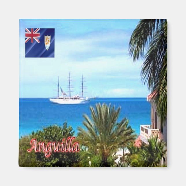 AI004 ANGUILLA, Long Bay, Panorama, Fridge Magnet (Framsidan)
