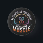 AI Aesthetics Futuristiska Technology manar mode Knapp<br><div class="desc">Ta ett steg in i framtiden med den här fängslande designen "AI som känns som magic, Works like Muscle", ett utmärkt exempel på konstgjord intelligens i kant. Den här grafiken förkroppsligar den kraftfulla, men sömlösa integreringen av futuristiska-teknik i våra liv. Perfekt för modern människa, den här artificiella, intelligensininspirerade herrkläderna firar...</div>