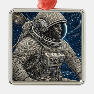 Ai Art Astronaut i rymden Julgransprydnad Metall