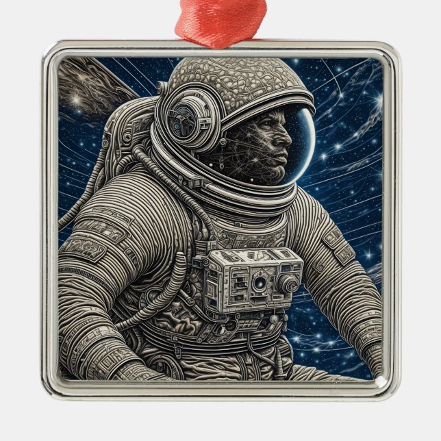 Ai Art Astronaut i rymden Julgransprydnad Metall (Framsidan)