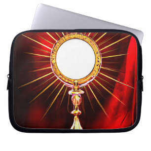 AI Art Besigned Sacrament Host i en monostrans 1 Laptop Fodral