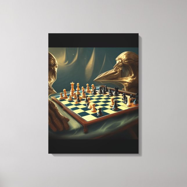 AI Art Chess spelar sig själv 2023 Canvastryck (Framsida)