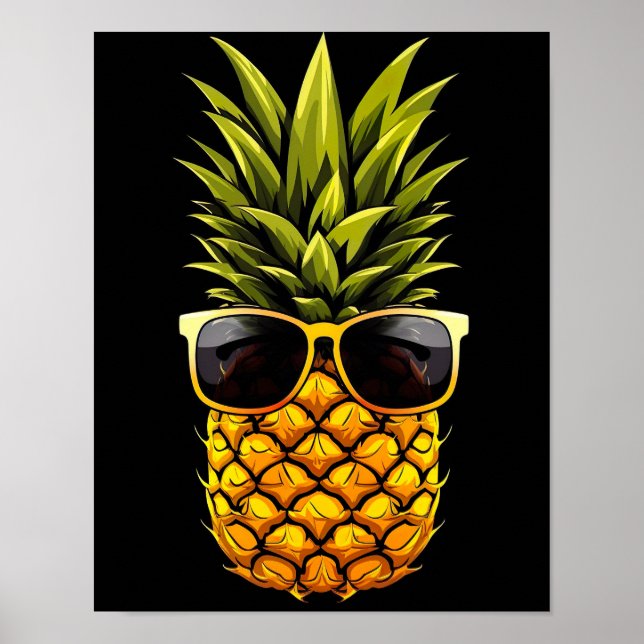 AI Art - Coola Ananas med solglasögon - Poster (Framsidan)