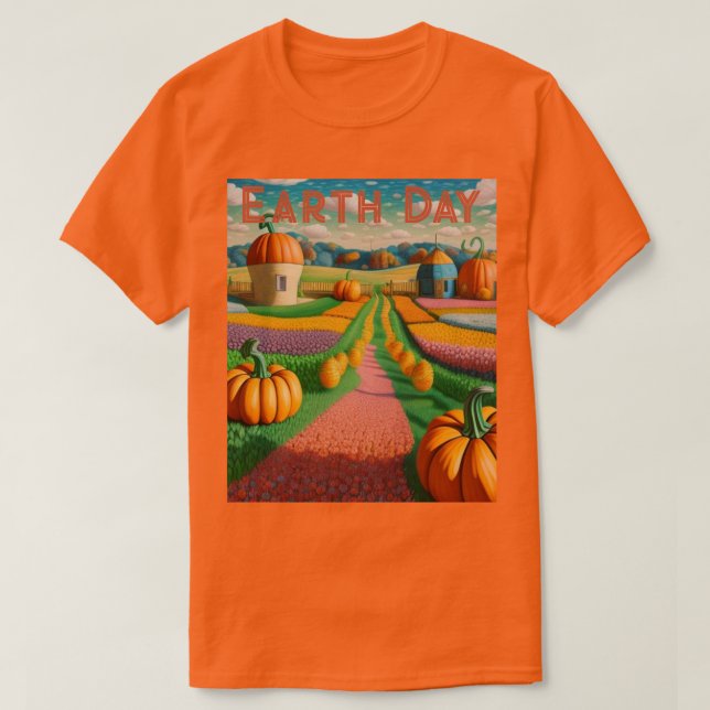 AI Art Earth Day Pumpkin Patch T-Shirt (Design framsida)