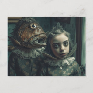 AI Art Fish Children Horror Movie Scene Vykort