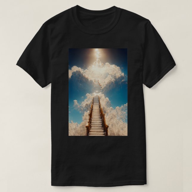 AI Art Gallery Stairway till himlen Titta inte ned T Shirt (Design framsida)