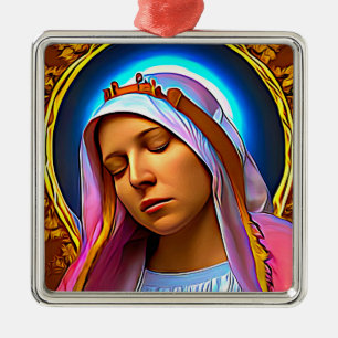 AI Art of the Blsed Virgin Mary Julgransprydnad Metall