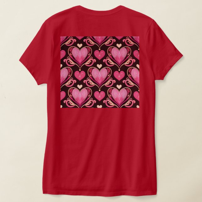 AI Art Rosa Hearts Red Women's T-Shirt (Laydown Baksida)