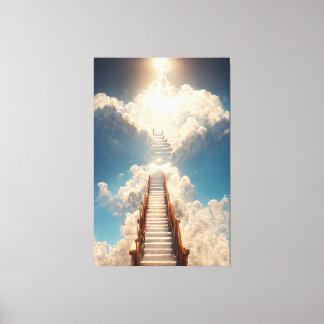 AI Art - trappväg till himlen: Titta inte nedåt Canvastryck