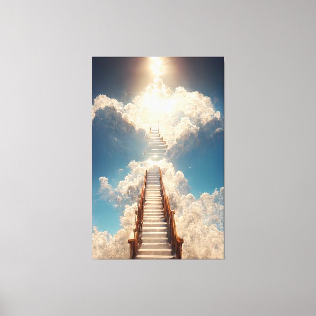 AI Art - trappväg till himlen: Titta inte nedåt Canvastryck (Framsida)