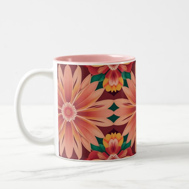AI Art Tropical Flowers Two-Tone Mugg (Vänster)