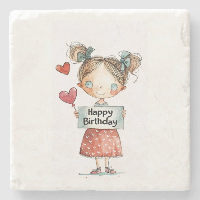 AI Art Underlägg: Whimsique Child Porträtt Stenunderlägg (Framsidan)