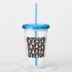 AI Avslappnad Snömannen Mönster Akryl Tumbler elle Take Away Mugg
