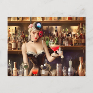 AI Barperson Blond Julkort Vykort