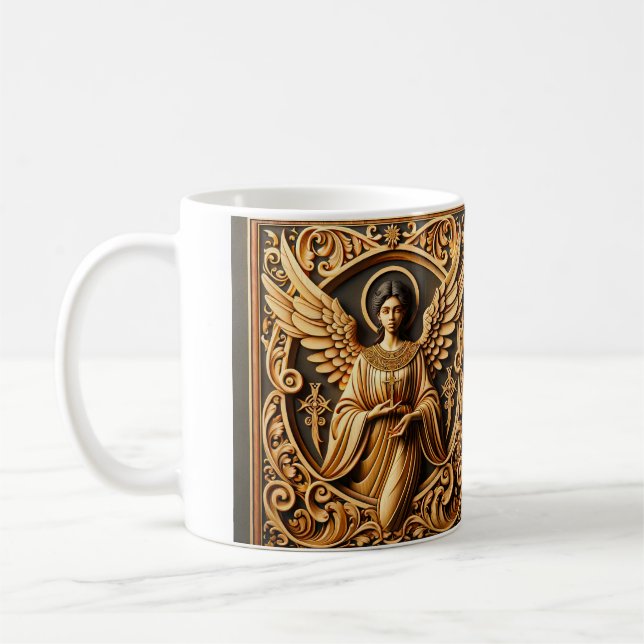 AI BeSnyval Woodworking Angel Kaffemugg (Vänster)
