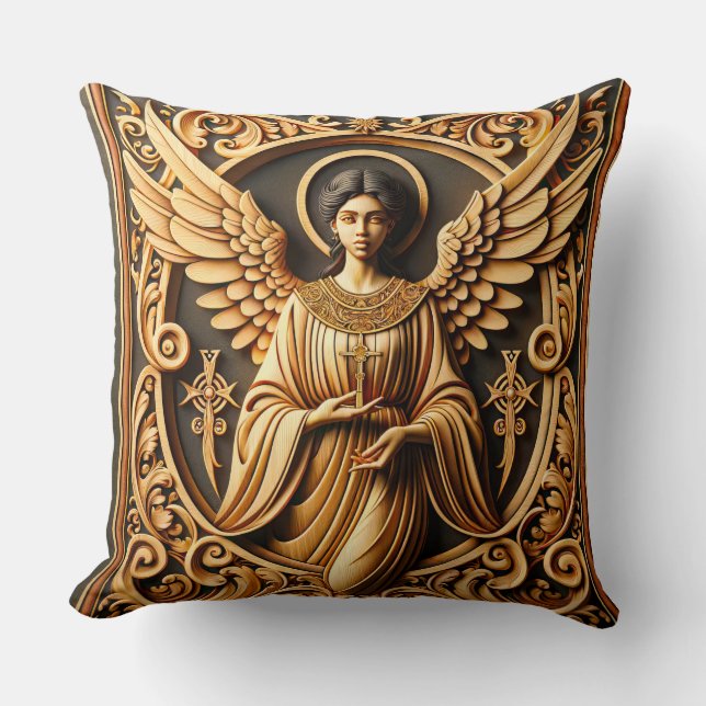 AI BeSnyval Woodworking Angel Kudde (Framsida)