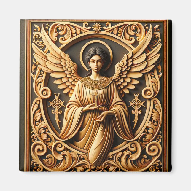 AI BeSnyval Woodworking Angel Magnet (Framsidan)