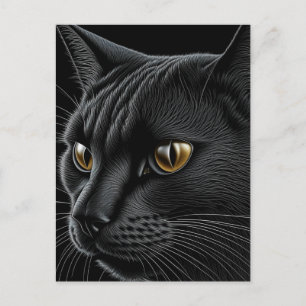 AI Black Cat med Gult Ögon Vykort