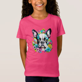 Ai Boston Terrier omgiven av blommor T Shirt