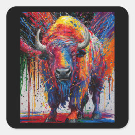 AI Buffalo Art Fyrkantigt Klistermärke