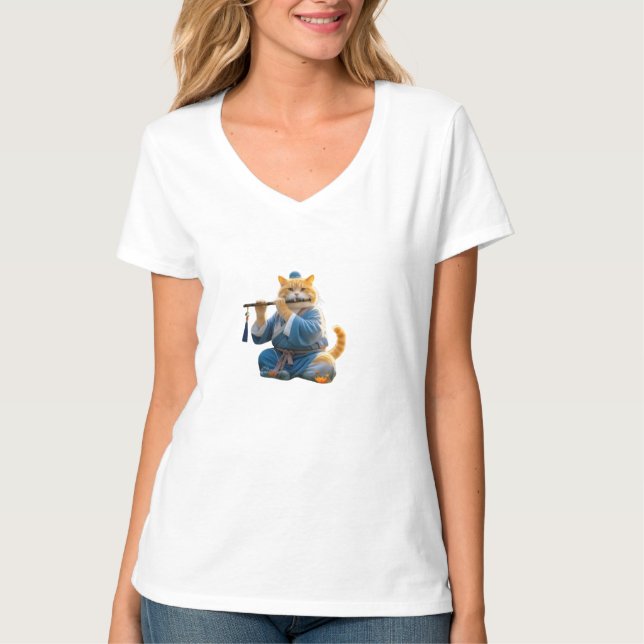 AI Cat Women's nacke t shirt (Framsida)