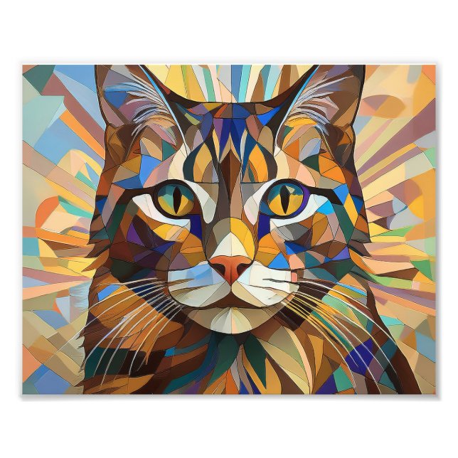 AI Cubism Cat Fototryck (Framsidan)