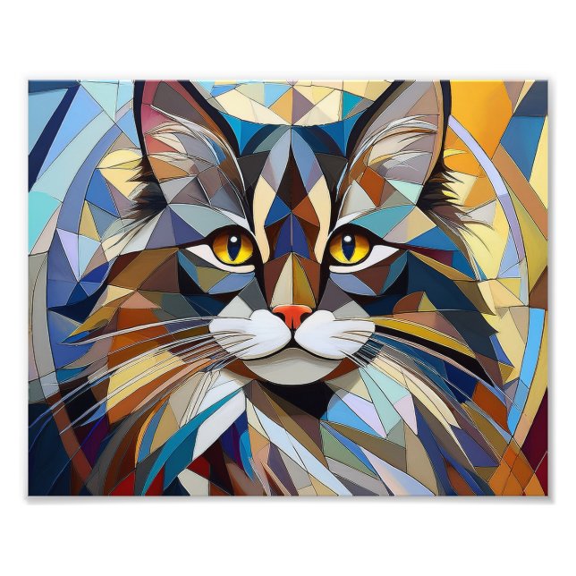AI Cubism Cat Fototryck (Framsidan)