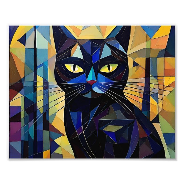 AI Cubism Cat Fototryck (Framsidan)