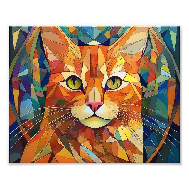 AI Cubism Cat Fototryck (Framsidan)