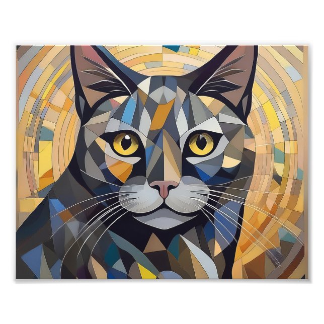 AI Cubism Cat Fototryck (Framsidan)